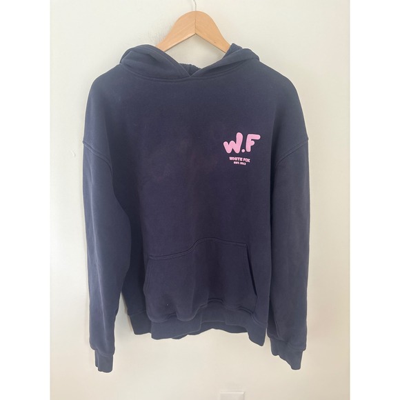 White Fox Tops - White Fox Boutique Navy Blue Pink Puff Print Oversized Hoodie Sweatshirt M/L